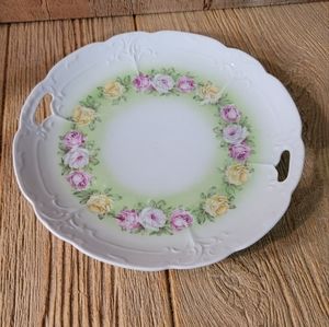 Antique German Decorative Reticulated Floral 10.5" Plate Hand Painted